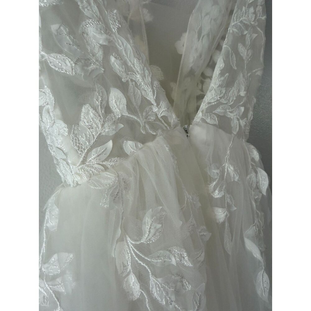 Boho A Line Floral Wedding Dress XS - Picture 4 of 7